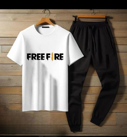 Premium Micro Men’s Tracksuit FreeFire Print – Comfortable Sportswear | Gym & Workout Suit - Black Extra Large